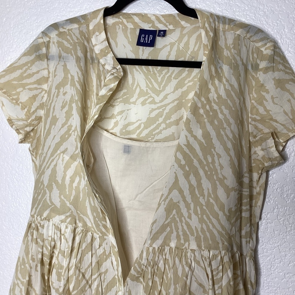 GAP SIZE XS DRESS EMPIRE WAIST MIDI BROWN ZEBRA ANIMAL PRINT GUC - Picture 8 of 16